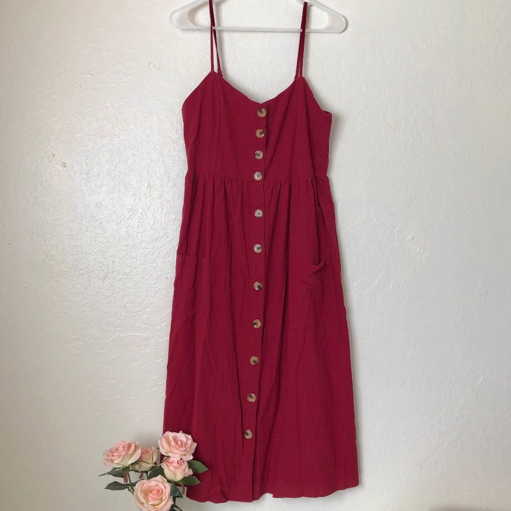 SHEIN Red Spaghetti Strap Midi Dress NWOT